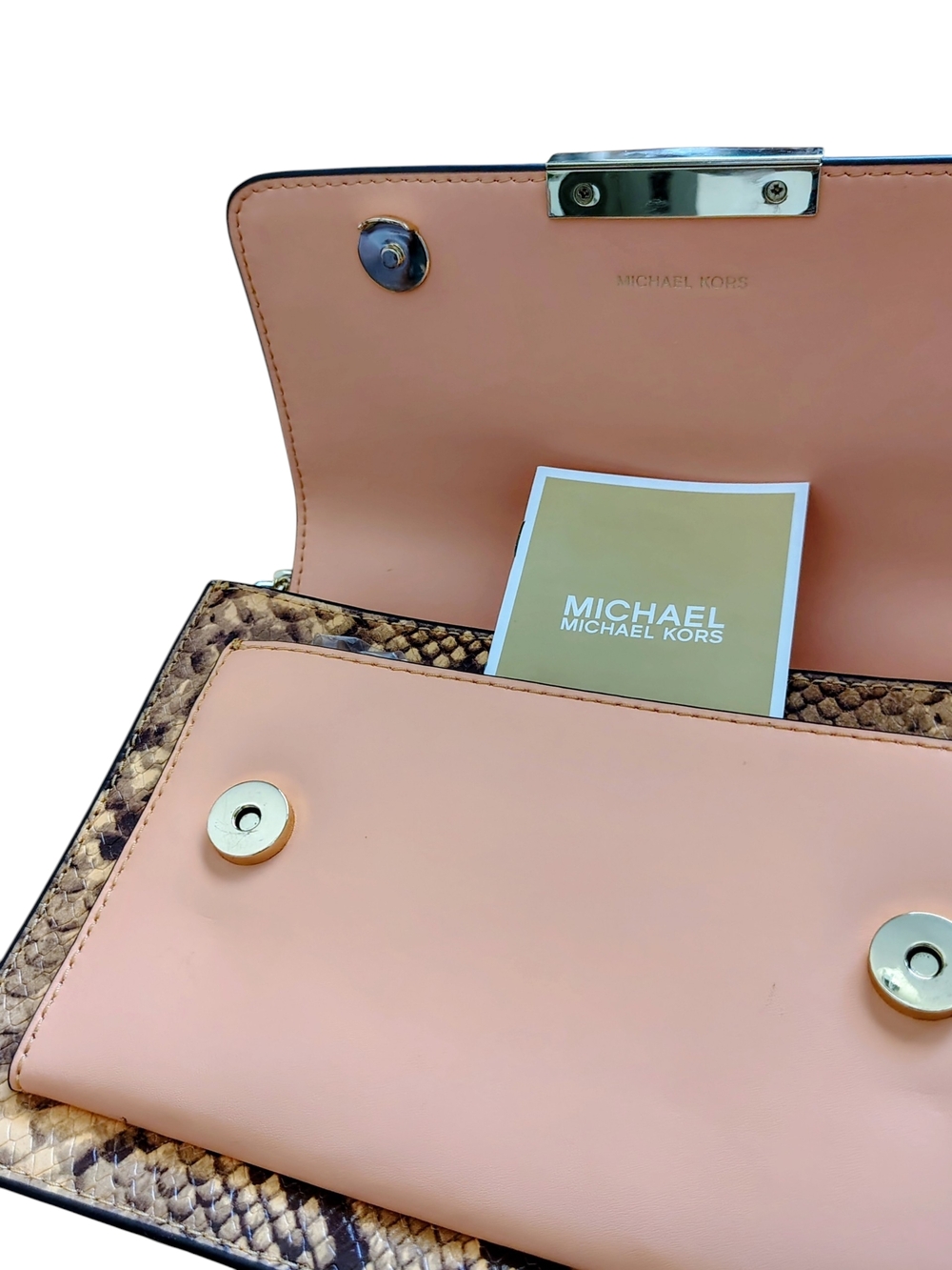 Michael Michael Kors Tan Python Embossed Envelope Bag - Picture 6 of 6
